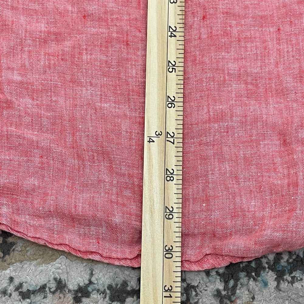 Tahari Linen Blouse Size 1X Plus Coral Faux Button Back Shirt Roll Tab Sleeves - Picture 10 of 10